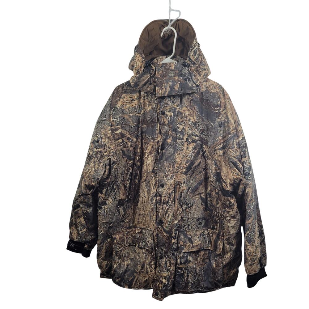 Browning Men's Camouflage Mossy Oak Duck Blind Hooded Jacket Size 2XL 52226-2Clo